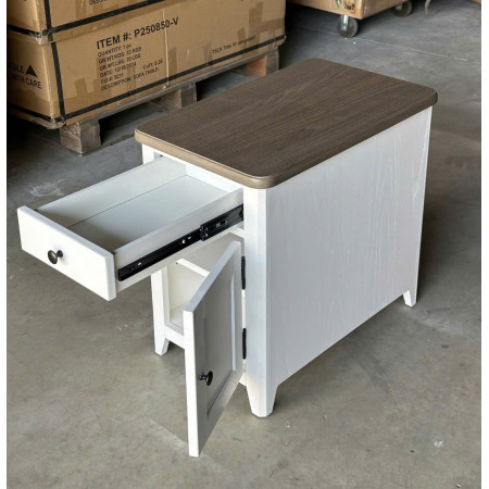 P2728 Collection 02 : Bộ 2 Bàn Trang Trí - Màu Trắng + Nâu